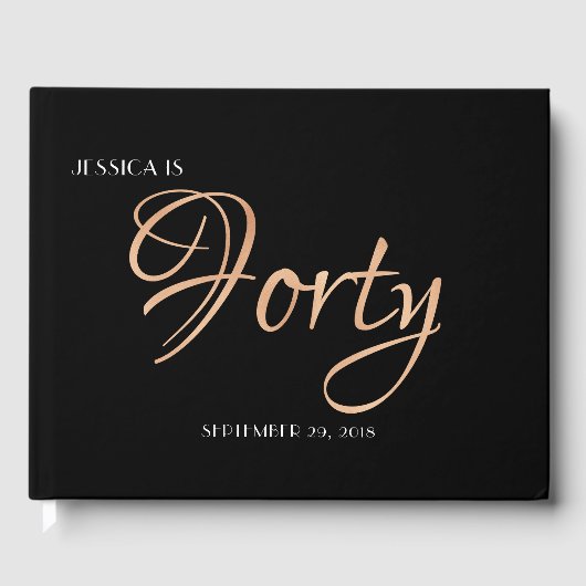 黒エレガントと金ゴールド40歳の誕生日 ゲストブック (正面)