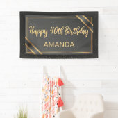 黒エレガントと金ゴールド40歳の誕生日 横断幕 (インサイチュ)