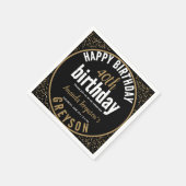 黒エレガントと金ゴールド40th誕生日パーティー スタンダードカクテルナプキン (角)