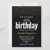 黒エレガントと金ゴールド40th誕生日パーティー 招待状 (正面)