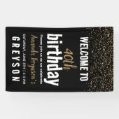 黒エレガントと金ゴールド40th誕生日パーティー 横断幕 (横)