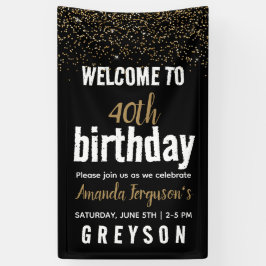 黒エレガントと金ゴールド40th誕生日パーティー 横断幕