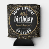 黒エレガントと金ゴールド40th誕生日パーティー 缶クーラー (裏面)