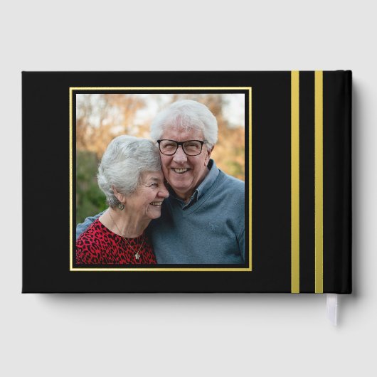 黒エレガントと金ゴールド50周年記念写真 ゲストブック (裏面)