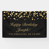 黒エレガントと金ゴールド50歳の誕生日パーティー 横断幕 (横)