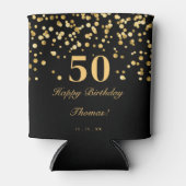 黒エレガントと金ゴールド50歳の誕生日パーティー 缶クーラー (正面)