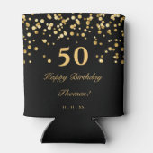 黒エレガントと金ゴールド50歳の誕生日パーティー 缶クーラー (裏面)