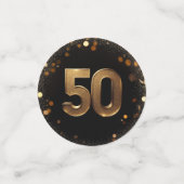 黒エレガントと金ゴールド50番目の誕生日テーブル紙吹雪 コンフェッティ (スモール正面)