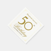 黒エレガントと金ゴールド50番目の誕生日招待状 スタンダードカクテルナプキン (角)