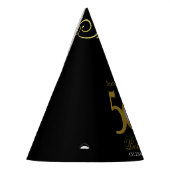 黒エレガントと金ゴールド50番目の誕生日招待状 パーティーハット (左)