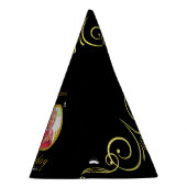 黒エレガントと金ゴールド50番目の誕生日招待状 パーティーハット (右)