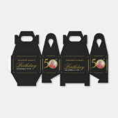 黒エレガントと金ゴールド50番目の誕生日招待状 フェイバーボックス (折り畳みなし)