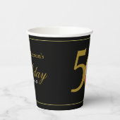 黒エレガントと金ゴールド50番目の誕生日招待状 紙コップ (左)