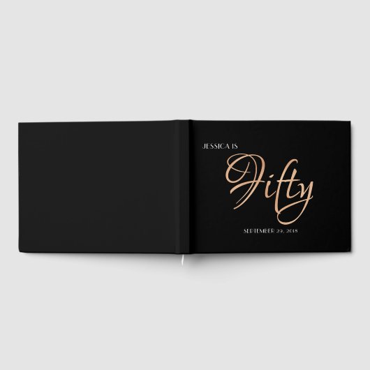 黒エレガントと金ゴールド50誕生日 ゲストブック (全面)