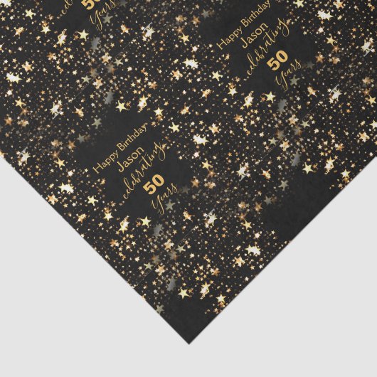 黒エレガントと金ゴールド50誕生日 薄葉紙 (詳細)