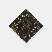 黒エレガントと金ゴールド50th誕生日パーティー スタンダードカクテルナプキン (角)