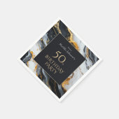 黒エレガントと金ゴールド50th誕生日パーティー スタンダードカクテルナプキン (角)