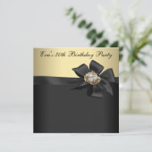 黒エレガントと金ゴールド50th誕生日パーティー 招待状 (スタンド正面)