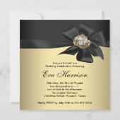 黒エレガントと金ゴールド50th誕生日パーティー 招待状 (裏面)