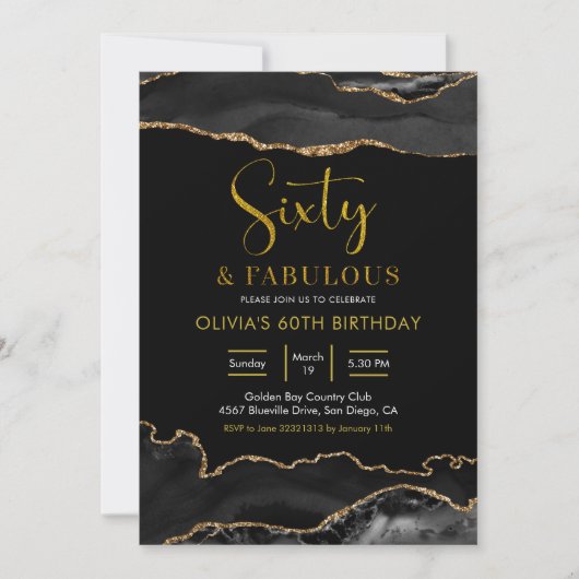 黒エレガントと金ゴールド60と素晴らしい 招待状 (正面)