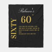 黒エレガントと金ゴールド660誕生日の願い フリースブランケット (正面)