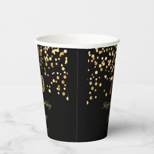黒エレガントと金ゴールド70th誕生日パーティー 紙コップ (右)