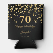黒エレガントと金ゴールド70th誕生日パーティー 缶クーラー (正面)