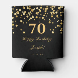 黒エレガントと金ゴールド70th誕生日パーティー 缶クーラー