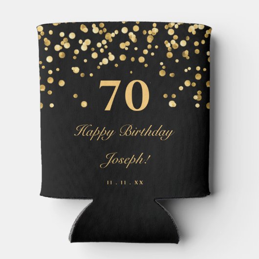 黒エレガントと金ゴールド70th誕生日パーティー 缶クーラー (裏面)