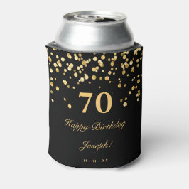黒エレガントと金ゴールド70th誕生日パーティー 缶クーラー
