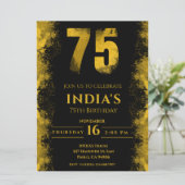 黒エレガントと金ゴールド75th誕生日パーティー 招待状 (スタンド正面)