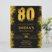 黒エレガントと金ゴールド80th誕生日パーティー 招待状 (スタンド正面)