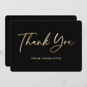 黒エレガントと金ゴールド サンキューカード (正面/裏面)