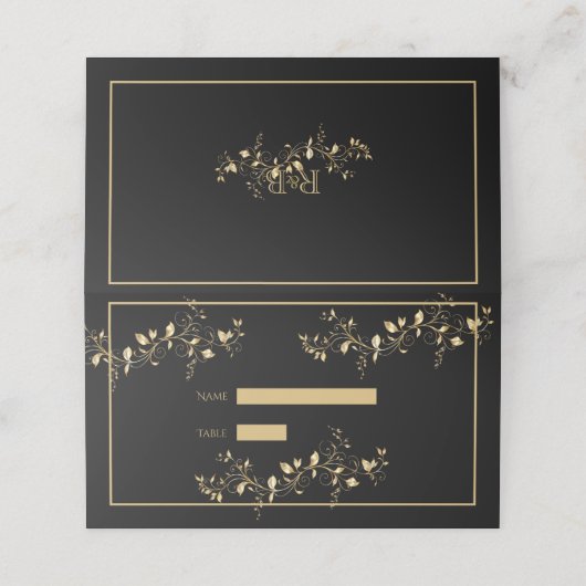 黒エレガントと金ゴールド プレイスカード (外部開封)