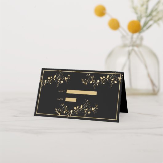 黒エレガントと金ゴールド プレイスカード (正面)
