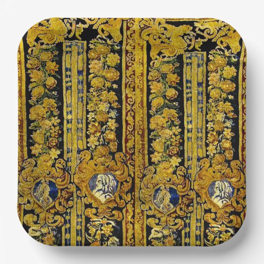 黒エレガントと金ゴールド ペーパープレート (正面)