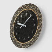 黒エレガントと金ゴールド ラージ壁時計 (傾斜)