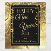 黒エレガントと金ゴールド ワインラベル (シングルラベル)