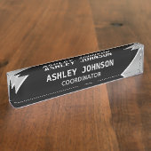黒エレガントと銀のカラーデスク名プレート デスクネームプレート (側面)