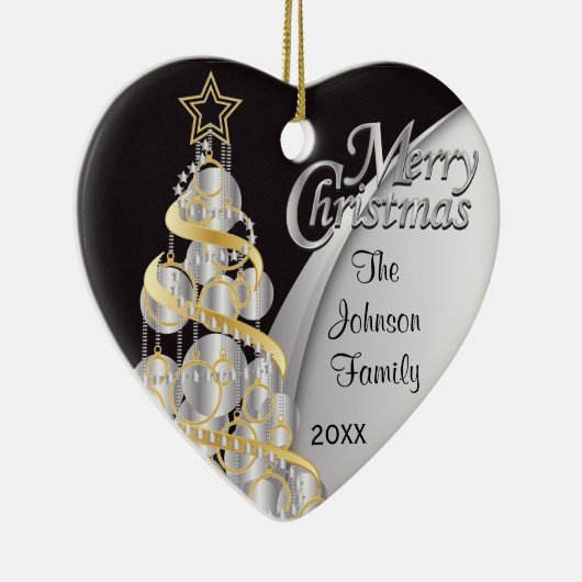 黒エレガントと銀のクリスマス カスタマイズ | セラミックオーナメント (右)