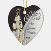 黒エレガントと銀のクリスマス カスタマイズ |  セラミックオーナメント (左)