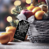 黒エレガントと銀のクリパーソナライズされたスマス ギフトタグ