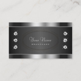 黒エレガントと銀のクロームきらめく効果 名刺