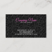 黒エレガントと銀のグレーのフローラダマスク 名刺 (裏面)