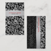 黒エレガントと銀のグレーのフローラマスク2 名刺 (正面/裏面)