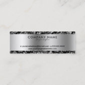 黒エレガントと銀のダマスク スキニー名刺 (裏面)