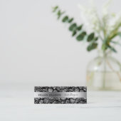 黒エレガントと銀のダマスク スキニー名刺 (スタンド正面)