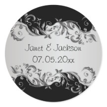 黒エレガントと銀のフローラ結婚