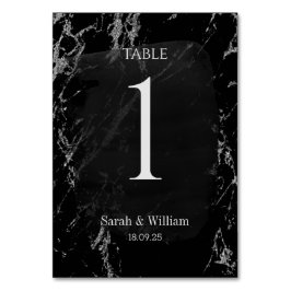 黒エレガントと銀の大理石結婚のテーブル番号 テーブルナンバー
