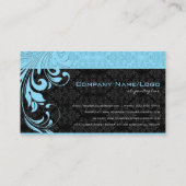 黒エレガントと青のヴィンテージフローラマスク 名刺 (裏面)